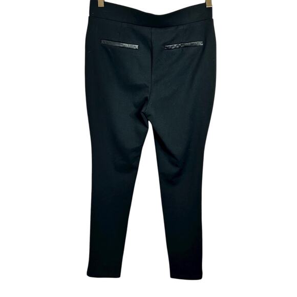 Rafaella Black Ponte Pants Sz 4 Pull-On Faux Leather Trim 29" Inseam Career Pant - Picture 4 of 4
